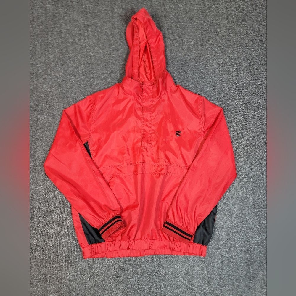 Rocawear Men’s XL Red Hooded Windbreaker Jacket Lightweight Streetwear Logo